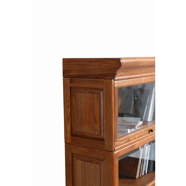 Mission 3 Stack Oak Barrister Bookcase - Beveled Glass For Sale - Image 15 of 18