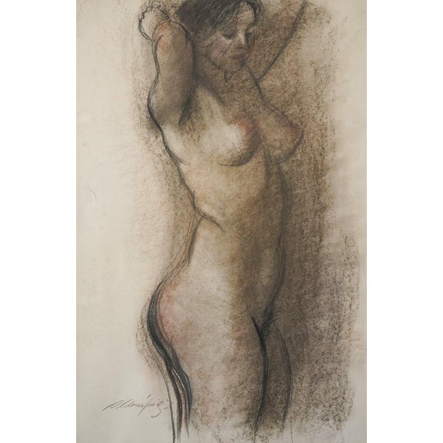 Signed and date framed life study drawing of a nude lady Artist Name: Signed (unidentified at present) Approx Date: 1976...
