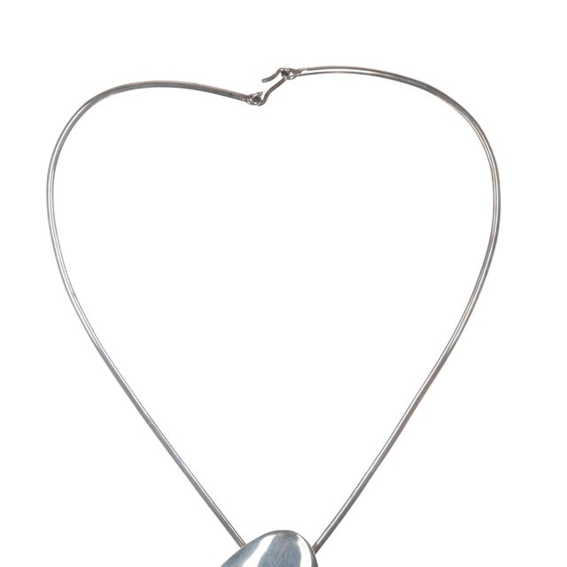 Native American Large Vintage JPS Native American sterling collar necklace with turquoise pendant For Sale - Image 3 of 7