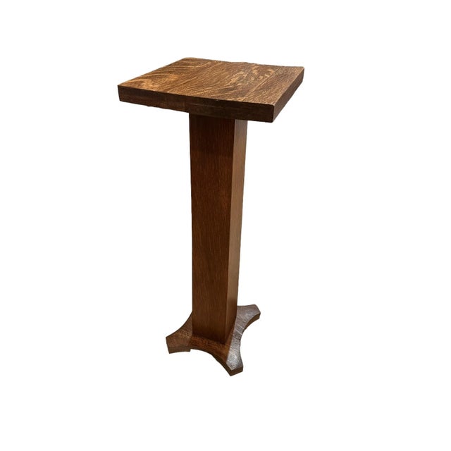 American Antique Mission Oak Pedestal Plant Stand For Sale - Image 3 of 11