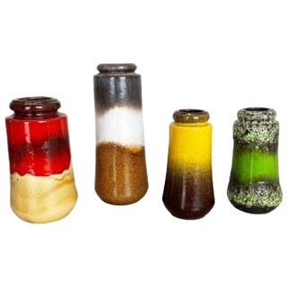 Multicolored Fat Lava Ceramic Vases from Scheurich, Germany, 1970s, Set of 4 For Sale