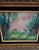 Sweet enameled painting on copper. A precious scene of children picking flower bouquets with a pink golden hour sunset...