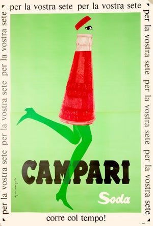 Campari Soda by Franz Marangolo 1968 Corre Col Tempo Original Pop Art Poster