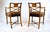 Wood Regency Armchairs in Velvet by Thomas Hope, Burl Wood, X-Back Design For Sale - Image 7 of 13