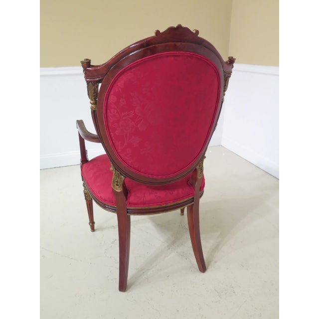 French Louis XVI Style Mahogany & Gold Arm Chairs - a Pair For Sale - Image 10 of 13