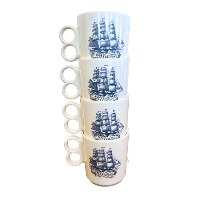 Vintage Nautical Melamine Service for 6, 1970s, Set of 17 For Sale - Image 4 of 10