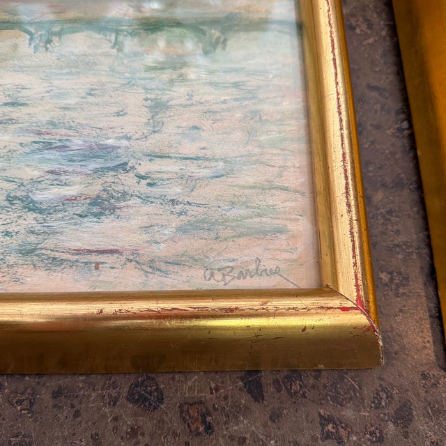 Mid 20th Century Pair of Original Seine River Paintings by Andre Barbier For Sale - Image 4 of 12
