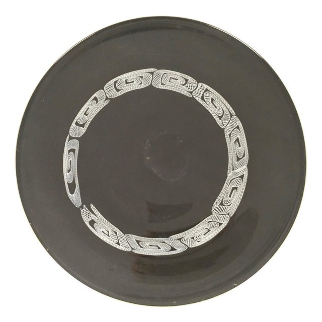 Large Postmodern Round Blown Glass Serving Plate attributed to Seguso, Murano, Italy, 1960s For Sale