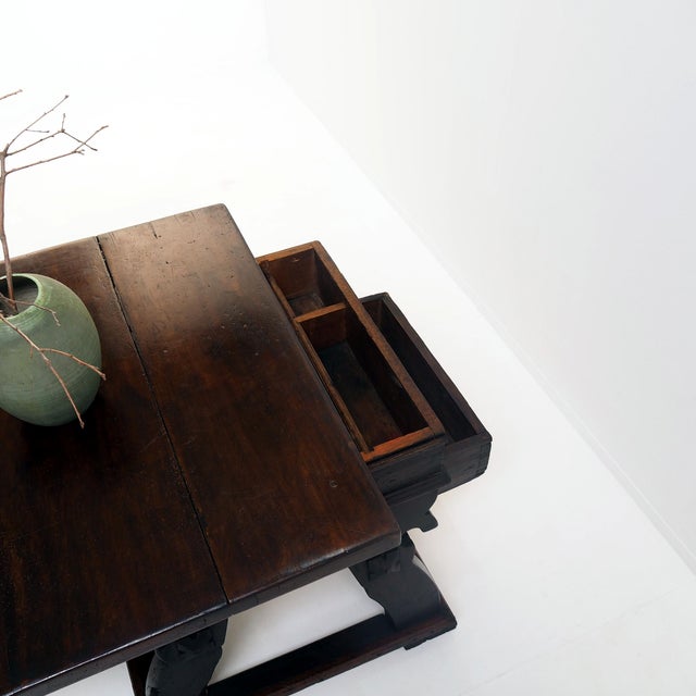 Black Antique 18th Century Banker's Rent Table with Sliding Top For Sale - Image 8 of 15