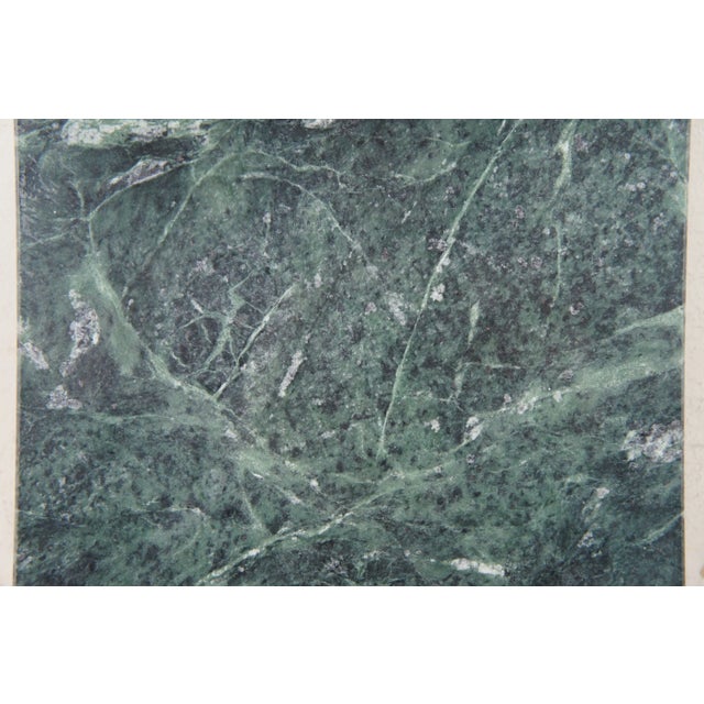 Vintage Green Marble Brass French Horn Handle Cheese Serving Board Tray For Sale - Image 9 of 12