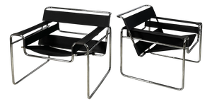 Italian Modern Black Fabric Wassily Chairs by Marcel Breuer for Gavina, 1960s, Set of 2