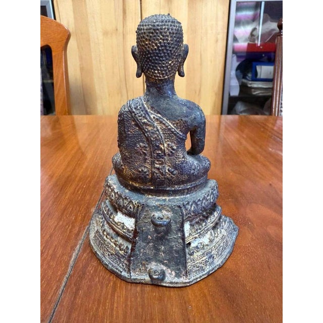 Thai Artist, Late Ayutthaya to Early Rattanakosin Period Seated Buddha in Bhumisparsha and Dhyana Mudra, 18th Century, Metal For Sale - Image 5 of 8