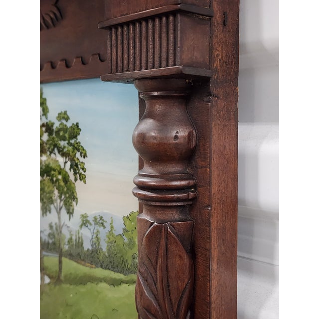 Coffee Antique Early 19th Century Federal Style Reverse Painted Trumeau Mirror For Sale - Image 8 of 12