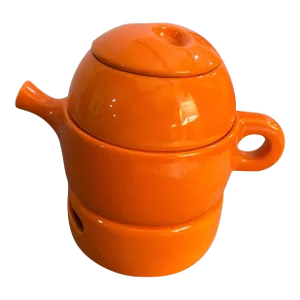 1970s Modernist Orange Ceramic Teapot by Liisi Beckmann for Gabbianelli