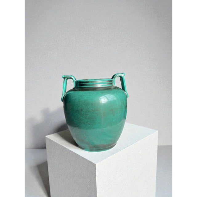 1930s Art Deco Swedish Ceramic Vase by Einar Luterkort for Uppsala Ekeby, 1930s For Sale - Image 5 of 10