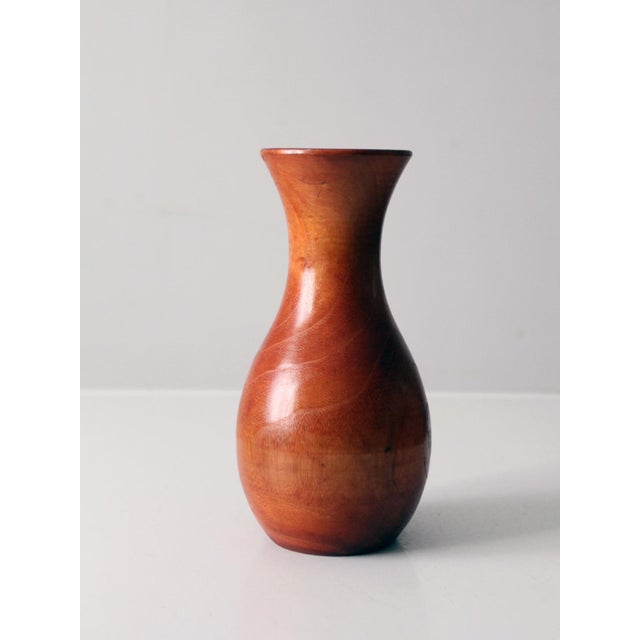 Wood Vintage Turned Wood Vase For Sale - Image 7 of 9
