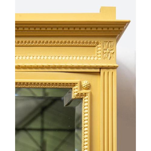 Louis XVI Yellow Painted Mirror Door Armoire For Sale - Image 6 of 14