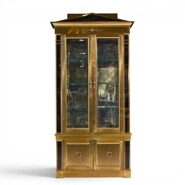 Mastercraft Neoclassical Brass and Glass Vitrine Cabinet This cabinet measures: 40.5 wide x 16 deep x 87 inches high...