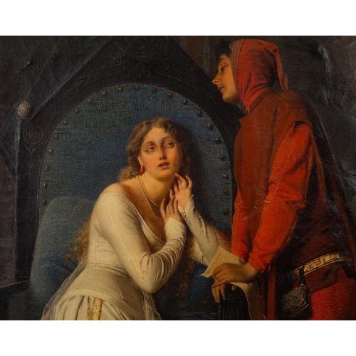 F. Valaperta, Ghismunda and Guiscardo, Oil on Canvas For Sale - Image 6 of 11