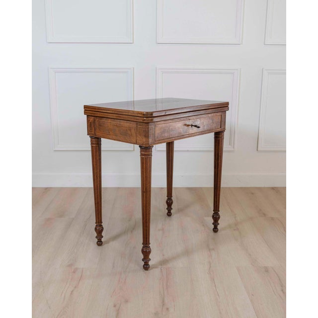 Charles X 1820 maple and mahogany inlaid game table For Sale - Image 9 of 10