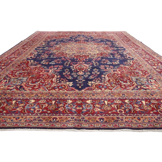 Vintage Persian Mashhad Rug - 09'04 X 12'07 For Sale - Image 4 of 8