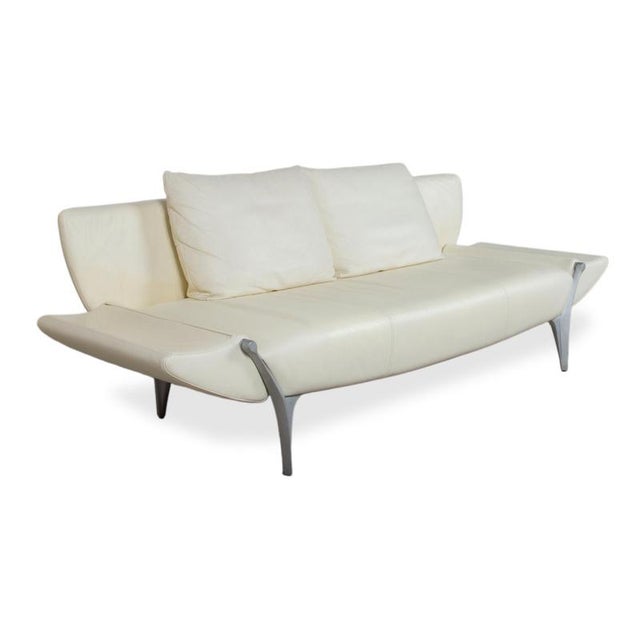 Leather Two-Seater Cream White Manual Function 1600 Sofa from Rolf Benz For Sale - Image 4 of 15