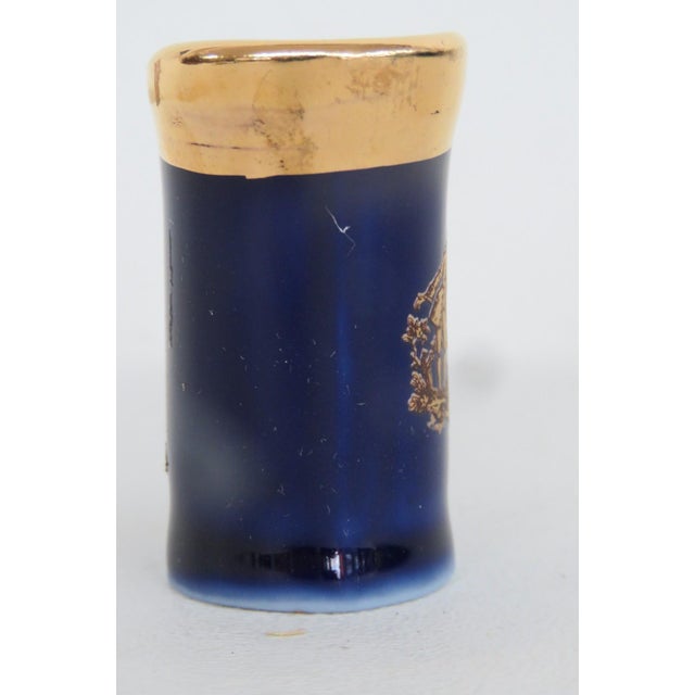 Figurative Limoges France Blue Miniature Porcelain Pitcher Gold Couple Courting Cameo 4811b For Sale - Image 3 of 12