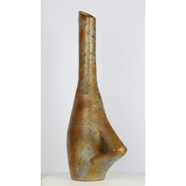 Beige Ceramic Vase by Agnès Escala for Vallauris, 1970s For Sale - Image 8 of 12