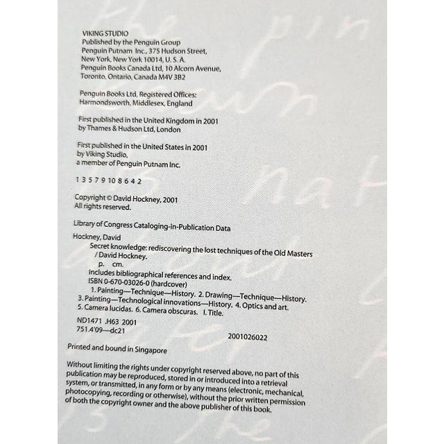 2001 1st Edition Art Book, "Secret Knowledge: Rediscovering the Lost Techniques of the Old Masters", by David Hockney For Sale - Image 9 of 9