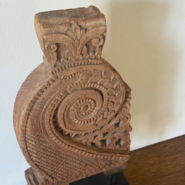 Archaic Hindu Architectural Panel of Wood Mounted For Sale - Image 4 of 5