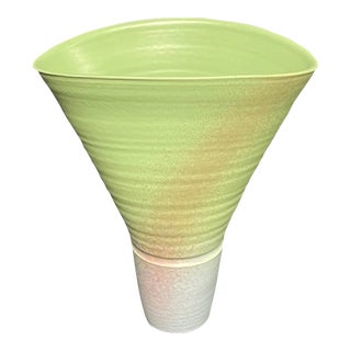 Late 20th Century Gradient Fan-Shaped Pottery Vase For Sale