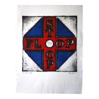 Dennis Ray Beall "Stop-Flop" 1965 Pop Art Collagraph Ap Signed Print For Sale