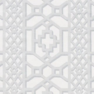 Sample- Schumacher Zanzibar Trellis Matte Fabric in Cloud For Sale