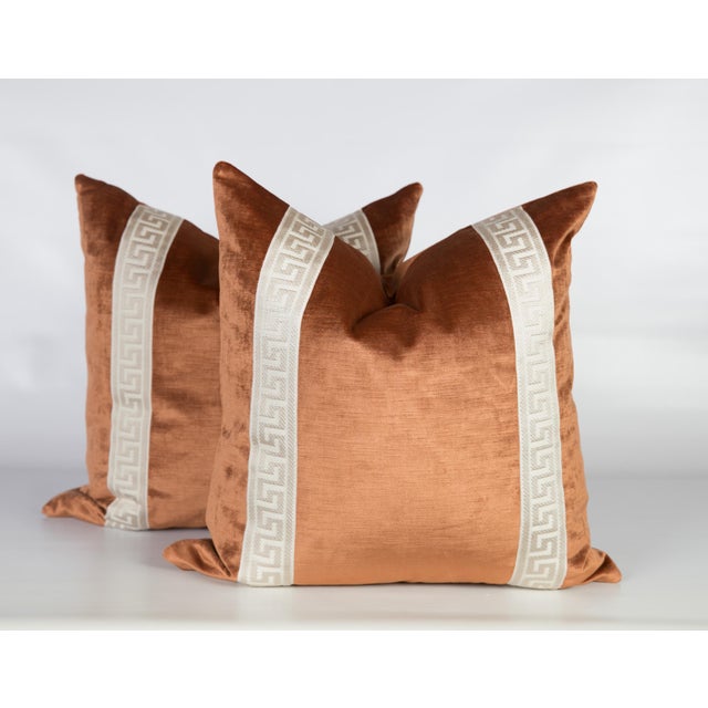 Copper Velvet Greek Key Pillows A Pair Chairish