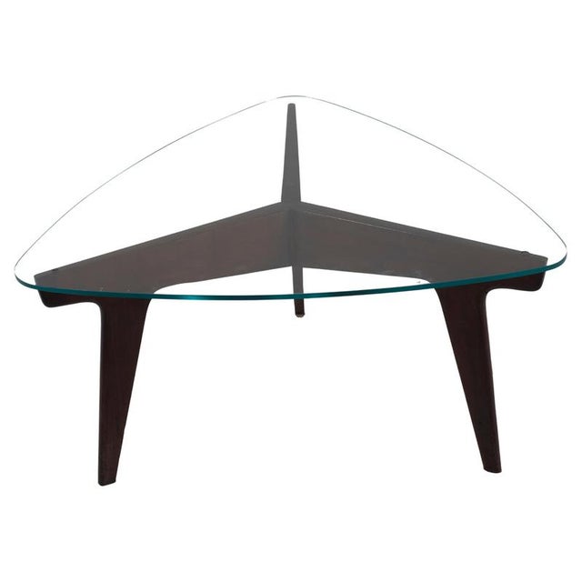 1950s Vintage Mahogany and Crystal Coffee Table by Gio Ponti, Italy, 1950s For Sale - Image 5 of 5