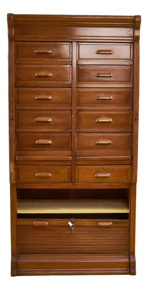 Wooden Archive Chest of Drawers with Shutter
