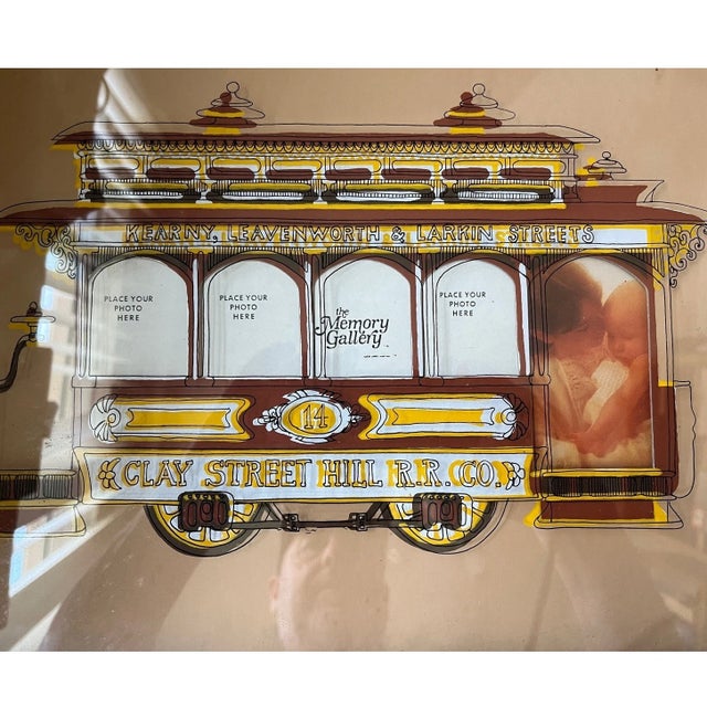 Vtg Lucid Lines Memory Gallery SF Cable Car Glass Art Photo Frame NOS 12x15 For Sale - Image 4 of 5