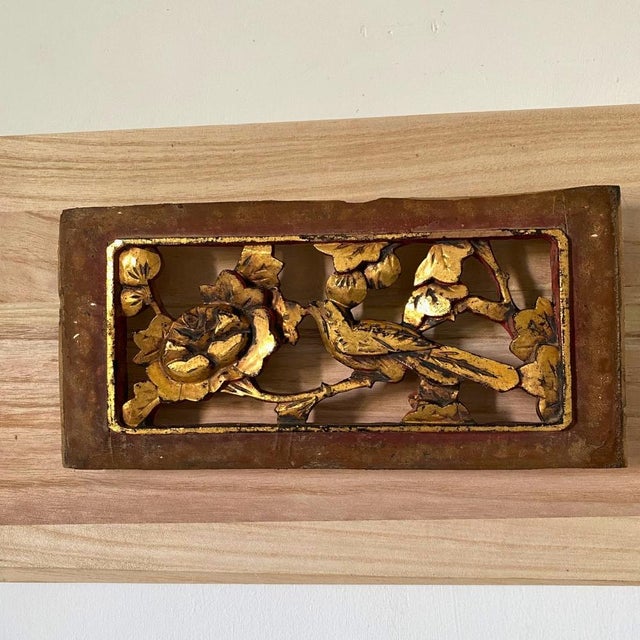 1920s Sculptural Wall Object – Early 20th C. Antique Chinese Giltwood Openwork Panels, Pair For Sale - Image 5 of 11
