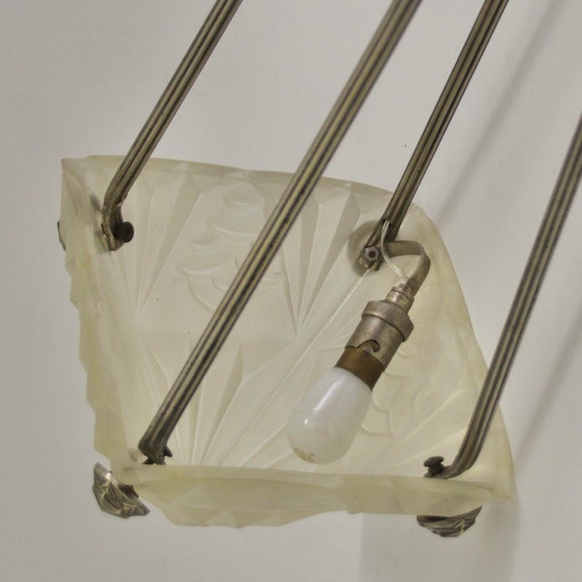 Art Deco French Pendant Lamp by David Gueron for Verrerie Dart Degué, 1920s For Sale - Image 4 of 12