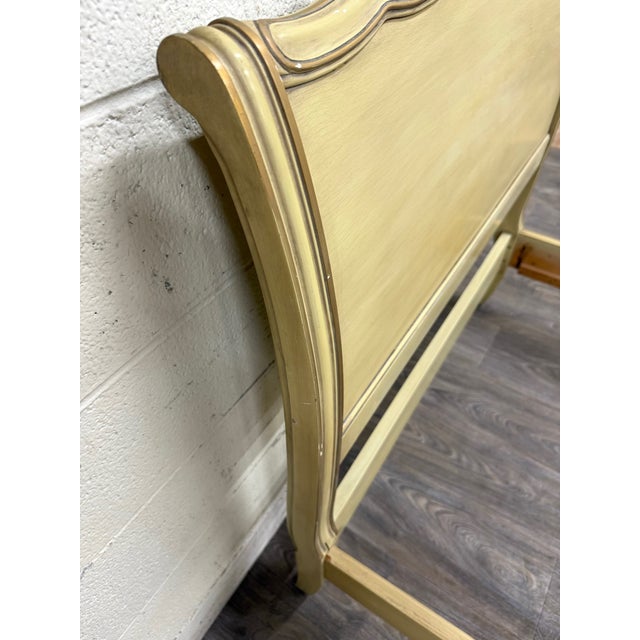Wood Vintage Twin Size French Provincial Louis XV Style French Bisque Cream Bed For Sale - Image 7 of 15
