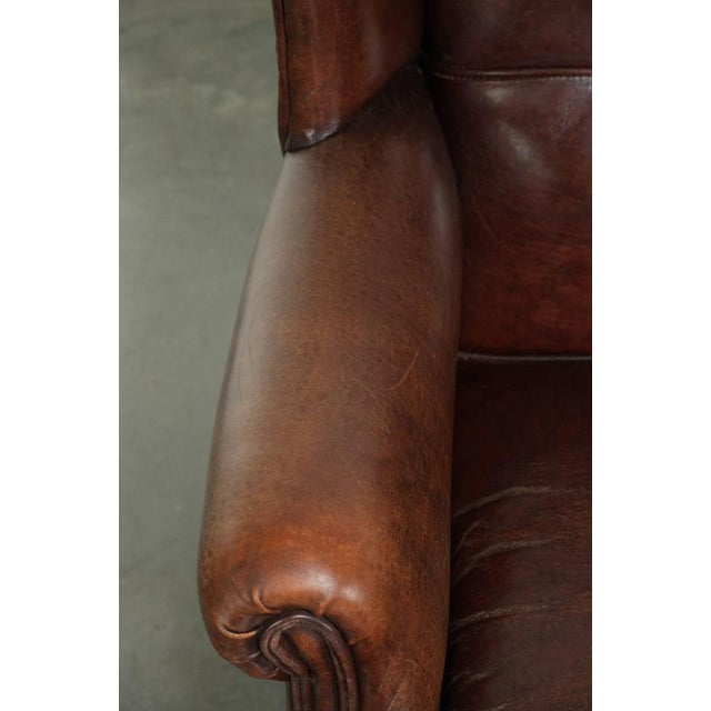 Sheepskin Wing Armchair with Warm Chestnut Color For Sale - Image 7 of 12
