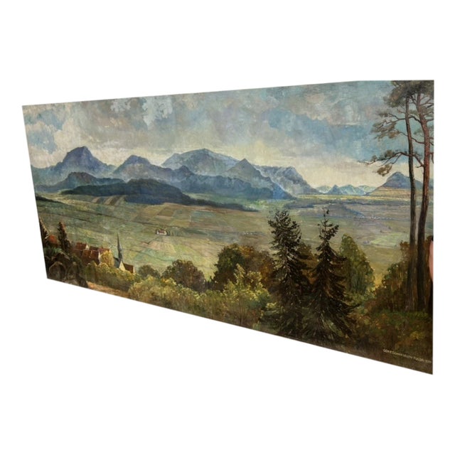 Pedro Schmiegelow, Rhön Fulda Petersberg Panorama, Oil Painting on Canvas For Sale
