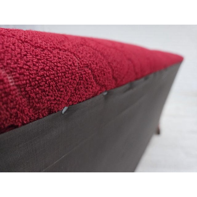 Danish 3-Seater Sofa in Red and Light Grey Wool and Oak, 1950s For Sale - Image 15 of 18