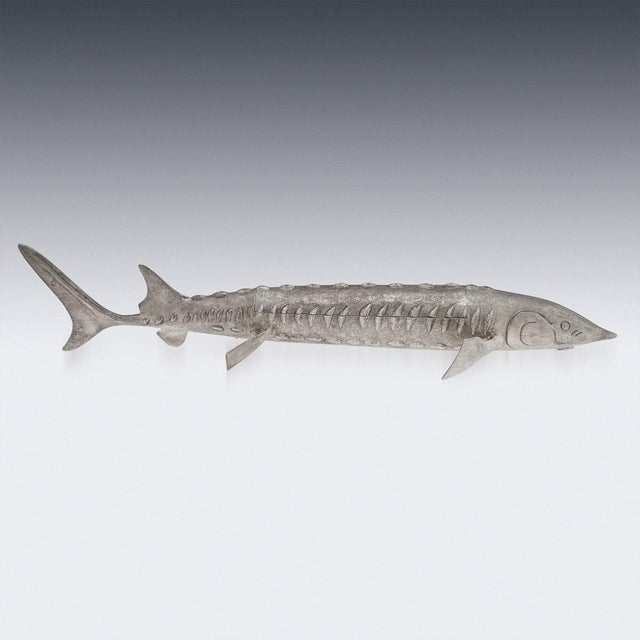 20th Century Elizabeth II Silver Sturgeon-Form Caviar Server from Asprey & Co, 1965, Set of 2 For Sale - Image 3 of 18