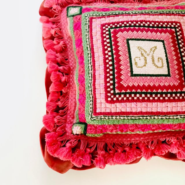 Vintage Ca 1960s Monogram M Or W Needlepoint Pillow Chairish