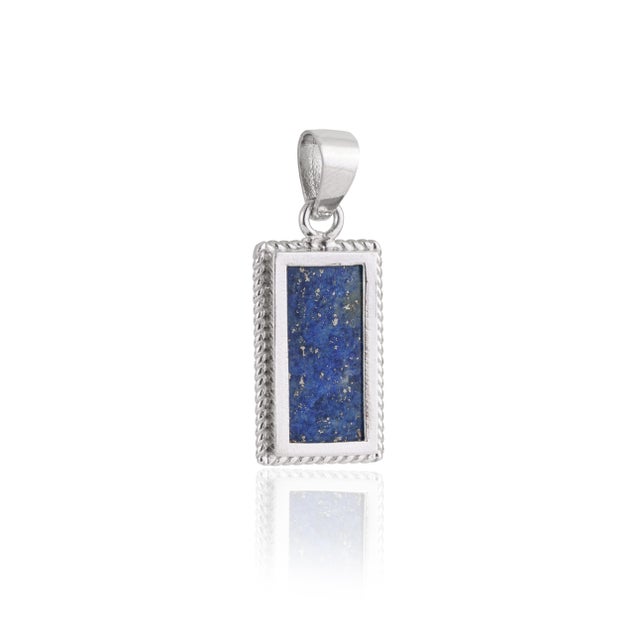 Metal Artisan 13.98 Ct Lapis Lazuli Cabochon Pendant With Braided Border in 925 Sterling Silver For Sale - Image 7 of 12