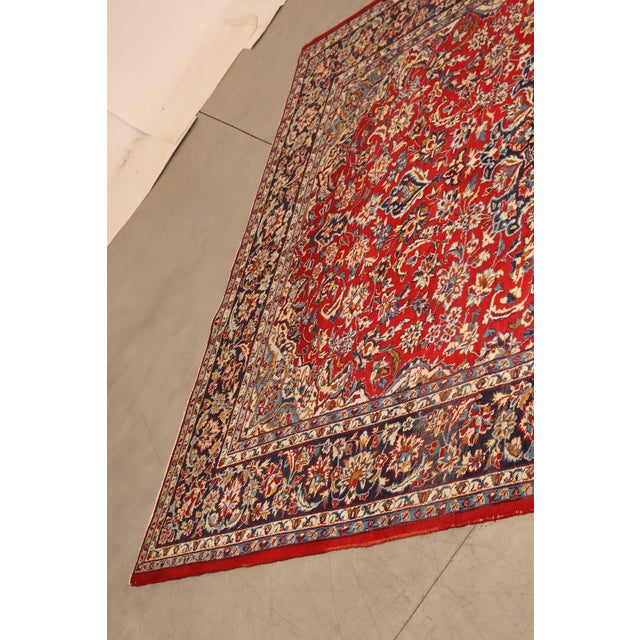 Hand Knotted Persian Style Vintage Wool Area Rug Red Field Floral Medallion For Sale - Image 10 of 18