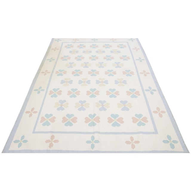 Vintage Kilim Ivory Handmade Wool Rug With a Floral Pattern For Sale - Image 4 of 8