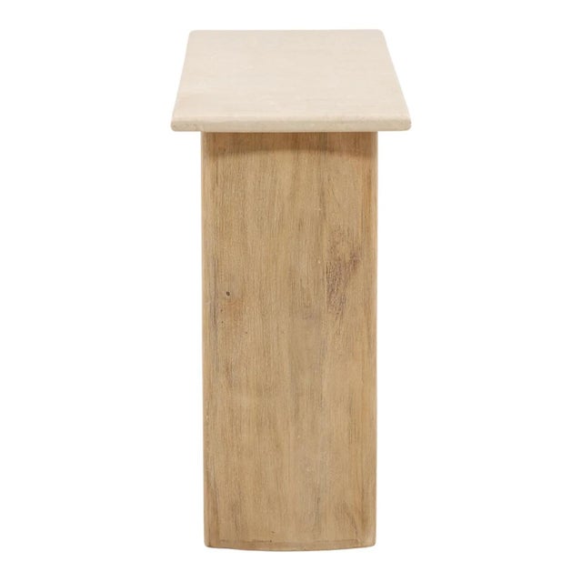Contemporary Folded Mango Wood & Stone Console Table For Sale - Image 3 of 5