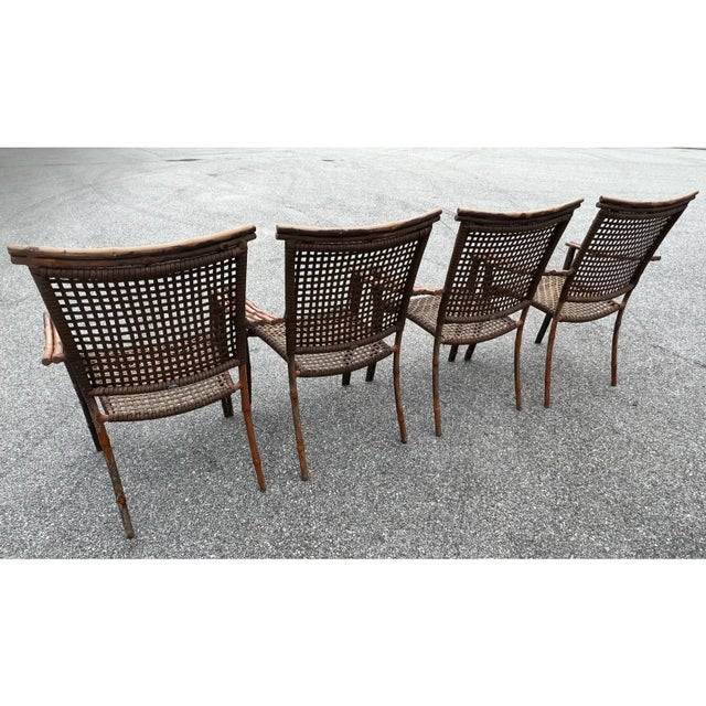 Mid-Century Modern 1970s Faux Metal Bamboo 6 Piece Patio Seating Set For Sale - Image 3 of 11